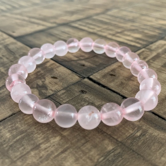 8mm Pink Quartz Chakra Stretch Bracelet - Picture 3 of 9